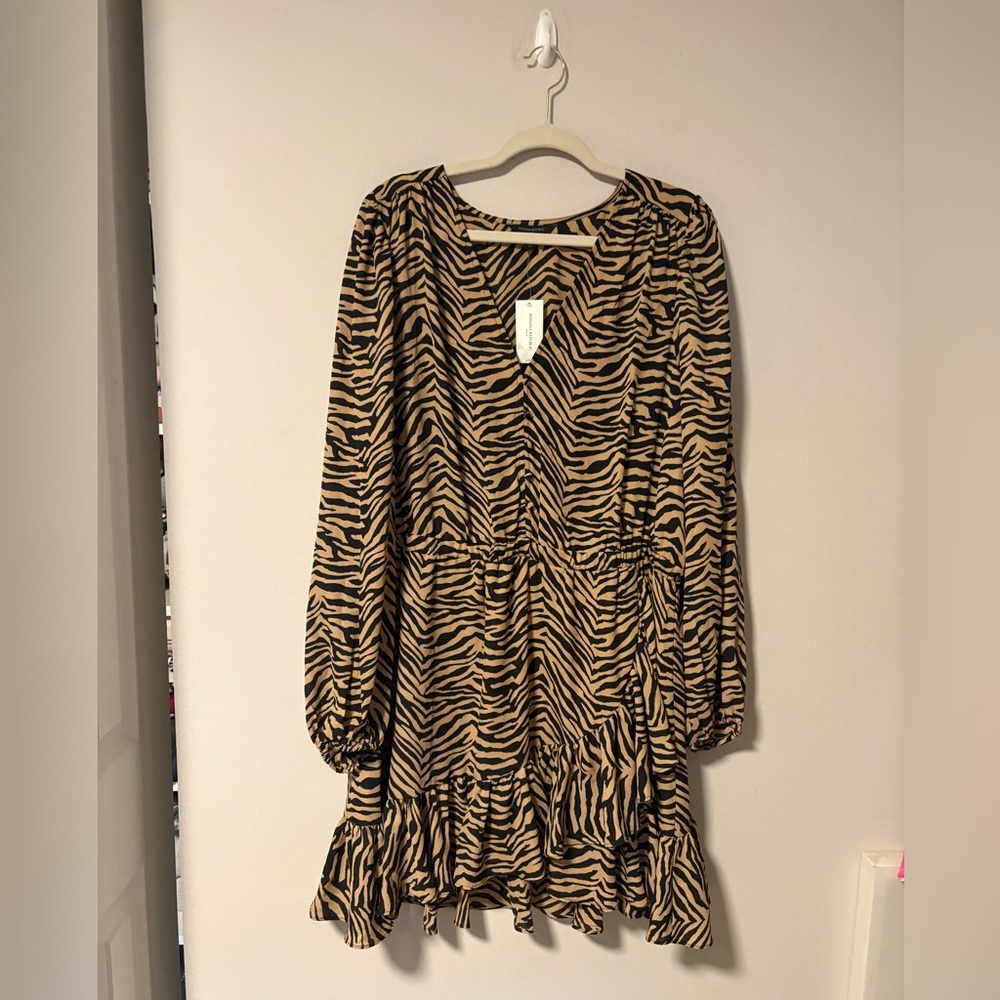 NWT Banana Republic Zebra Print Long Sleeve Dress XL